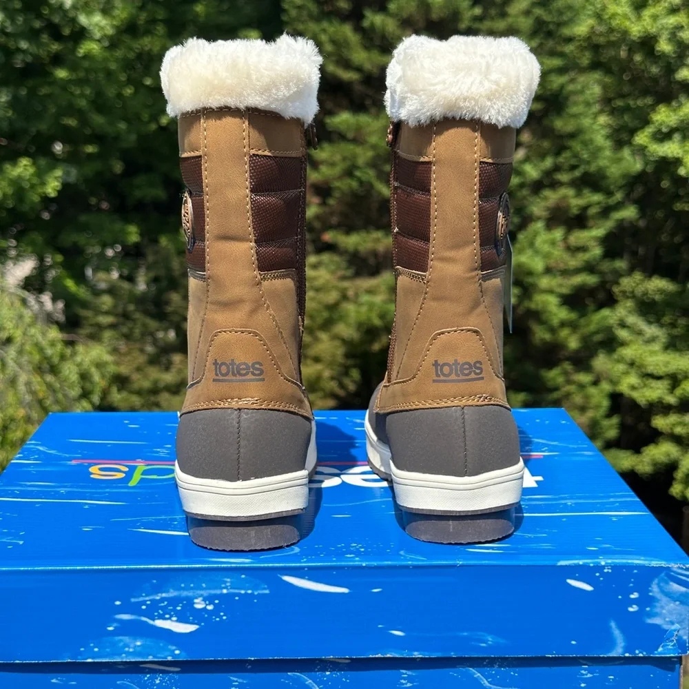 NEW Totes Kids Youth Unisex Waterproof Tan Winter Fur Casual Snow Boot - 13 , 1